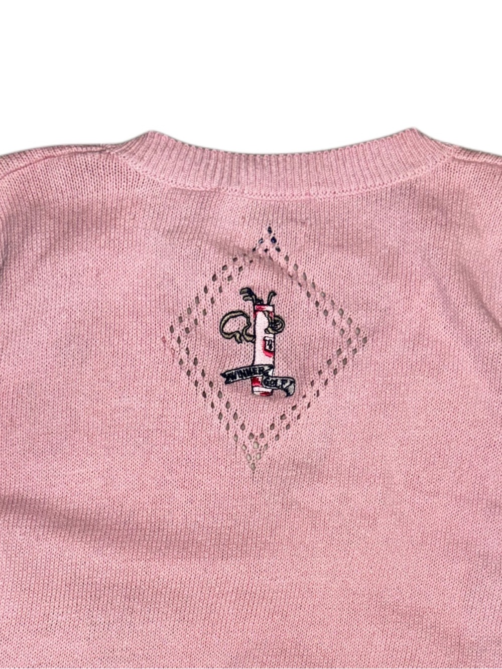 Lisa Says Gah Pink Knit Golf Embroidered V‑Neck Sweater Vest - Picture 7 of 7